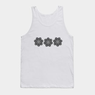 Three Black Concentric Flowers Tank Top